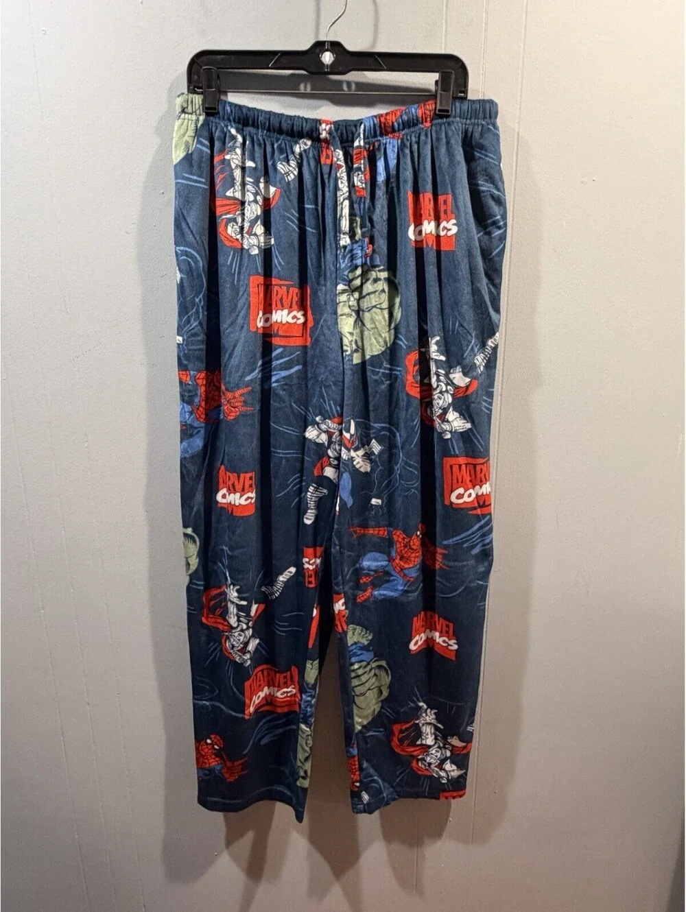 Mens Marvel Comics Pajama Pants Super Hero Print Blue